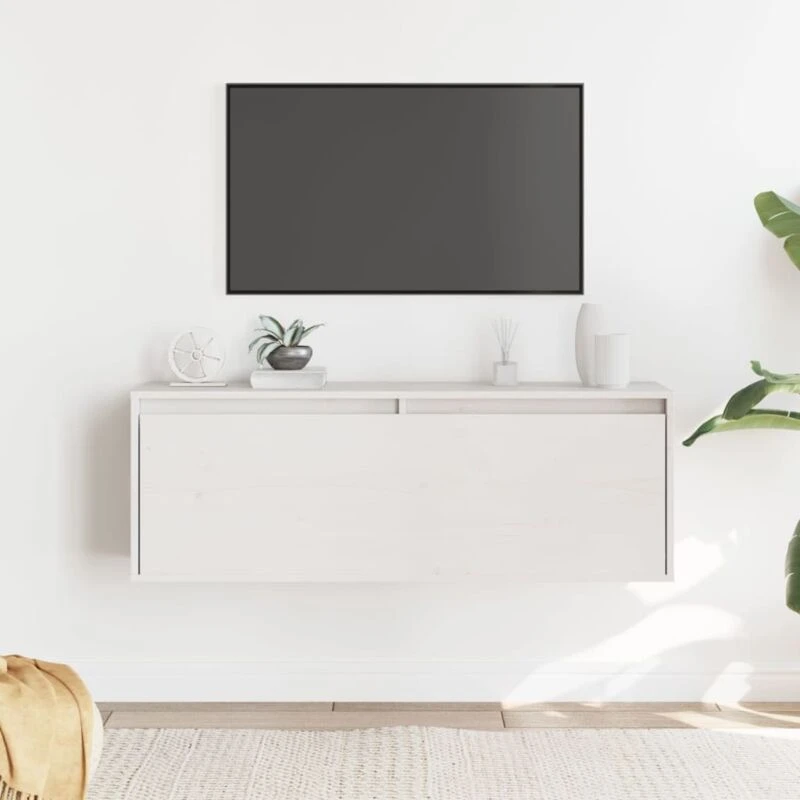 Image of VIDAXL Wall Cabinet White 100x30x35cm Solid Wood Pine Vidaxl 8720286840597