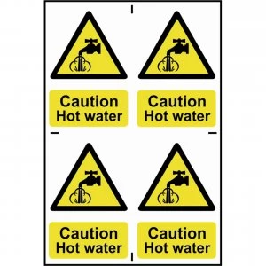 Image of Scan Caution Hot Water Sign Pack of 4 100mm 150mm Standard