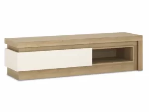 Image of Furniture To Go Lyon White High Gloss and Riviera Oak 1 Drawer TV Cabinet Flat Packed