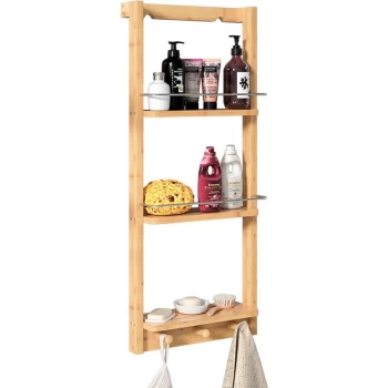 Image of Casaria - Shower Shelf Bamboo Hanging Shelves Organizer Caddy 3 Tiers Storage 70x28,5x10 cm