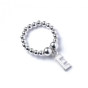 Image of Initial E Charm with Sterling Silver Ball Bead Ring