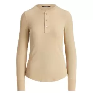 Image of Lauren by Ralph Lauren Funson Long Sleeve Henley Top - Beige