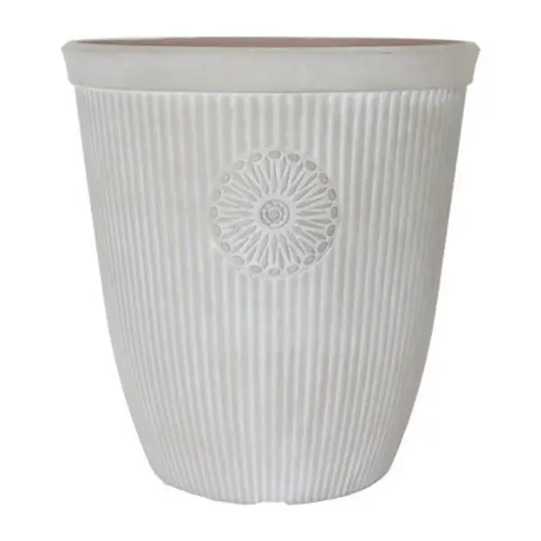Image of YouGarden Somerville Tall Planter (13) - Pebble White 35x33x33cm Cream 40443669000