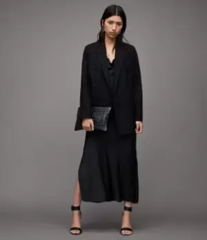 Image of AllSaints Womens Astrid Striped Blazer, Black, Size: 8