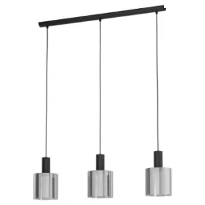 Image of Pendant Ceiling Light Black Shade Black Transparent Glass Vaporized E27 3x40W
