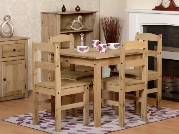 Image of Seconique Panama Waxed Pine Dining Table and 4 Chair Set