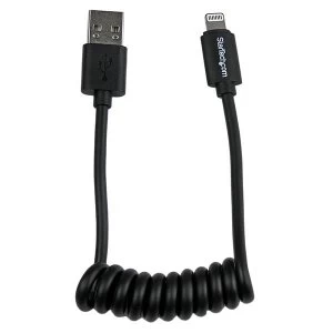 Image of Startech 1ft Coiled Black Lightning Cable