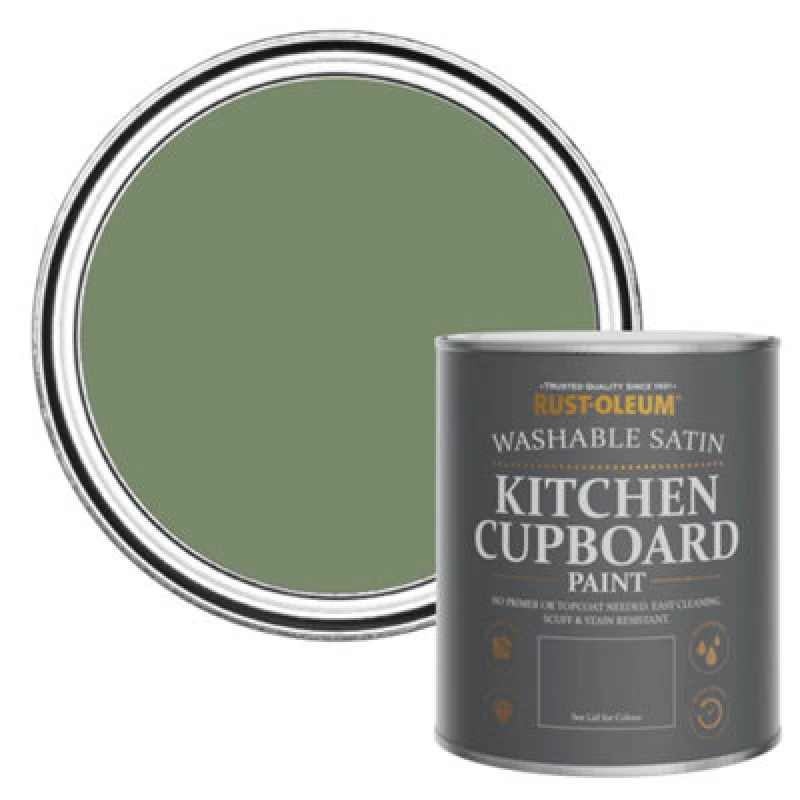 Image of Rust-Oleum Washable Satin Finish Kitchen Cupboard Paint In All Green Green WCL6P Unisex