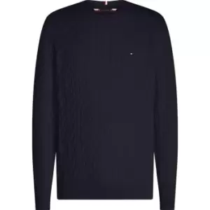 Image of Tommy Hilfiger Classic Cable Crew Neck - Blue