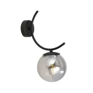 Image of Boston Black Globe Wall Lamp with Graphite Glass Shades, 1x E14