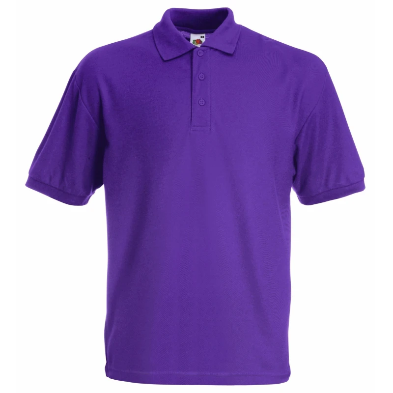 Image of Fruit of the Loom 65 35 Pique Polo Shirt Pack of 2 in Purple Size: 12-13 Years Purple Unisex 12-13 Years