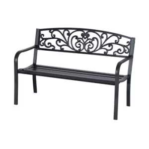 Image of Outsunny 2 Seater Porch Metal Bench - Black