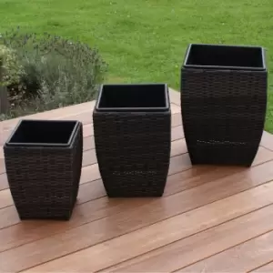 Image of Maze Rattan Shaped Rattan Planter Set Brown