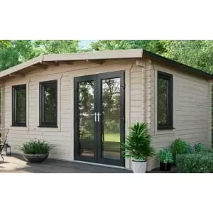 Image of Power Sheds 12 x 16ft Right Hand Door Apex Chalet Log Cabin