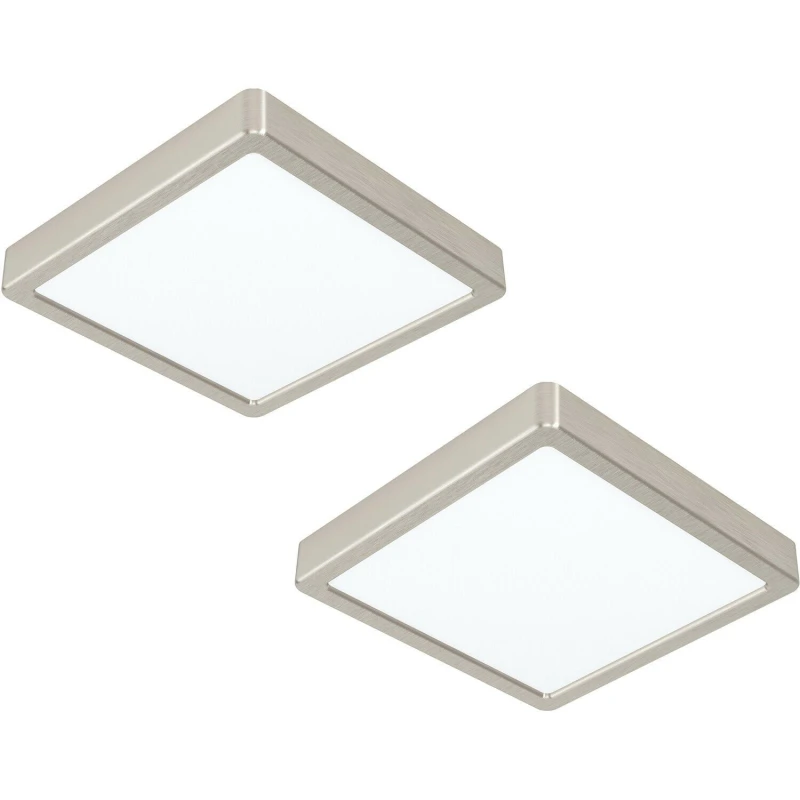 Image of Loops 2 PACK Ceiling Light Satin Nickel 210mm Square Surface Mounted 16.5W LED 4000K Metallics