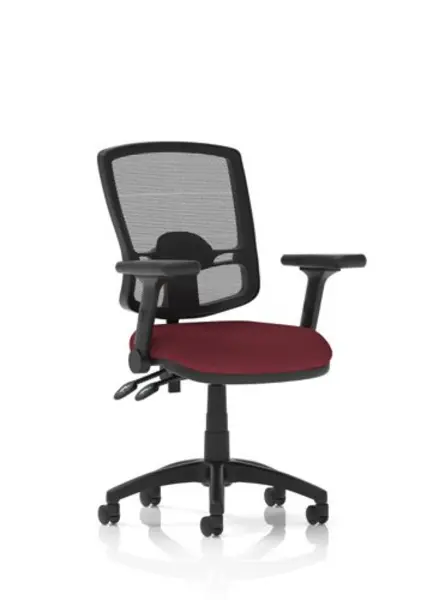 Image of Eclipse Eclipse Plus II Lever Task Operator Chair Deluxe Mesh Back With Bespoke Colour Seat in Ginseng Chilli With Height Adjustable And Folding Arms