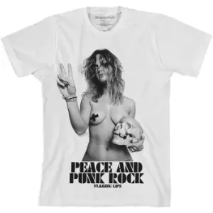 Image of The Flaming Lips - Peace & Punk Rock Girl Unisex XX-Large T-Shirt - White