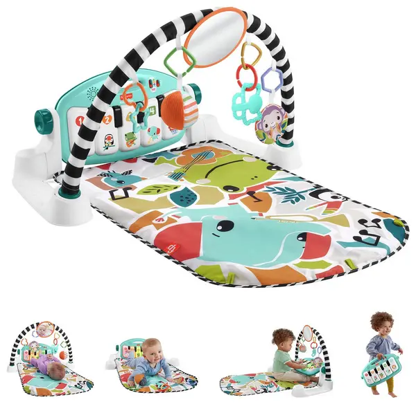 Image of Fisher-Price Glow and Grow Kick & Play Piano Gym - Blue