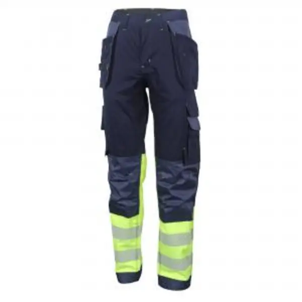 Image of Beeswift High Visibility Two Tone Trousers Saturn Yellow Navy 28T BESWHVTT080SYN28T
