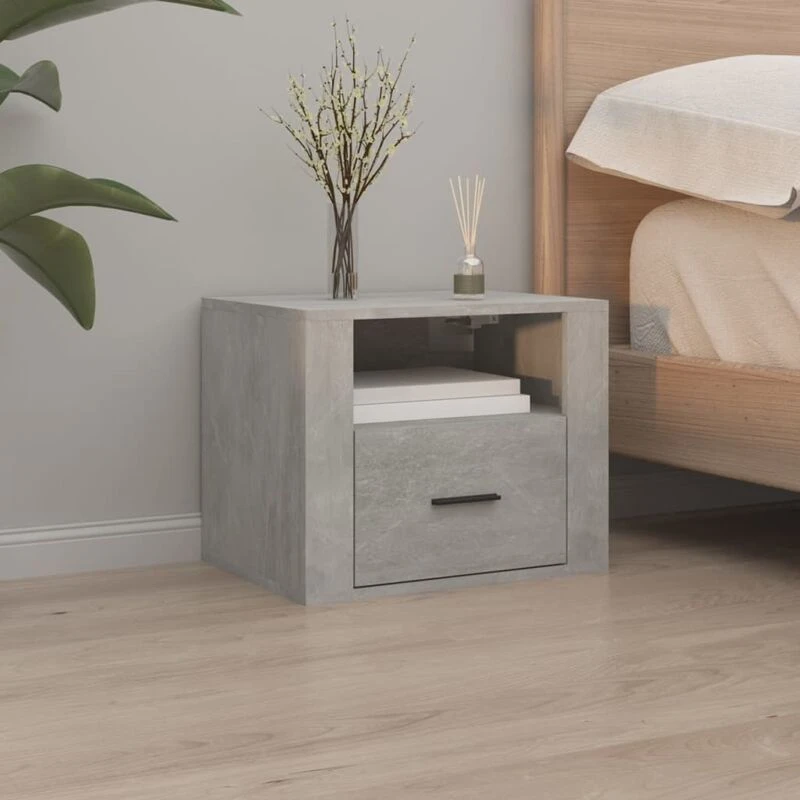 Image of Vidaxl Wall-mounted Bedside Cabinet Concrete Grey 50X36X40 Cm, Grey 816888