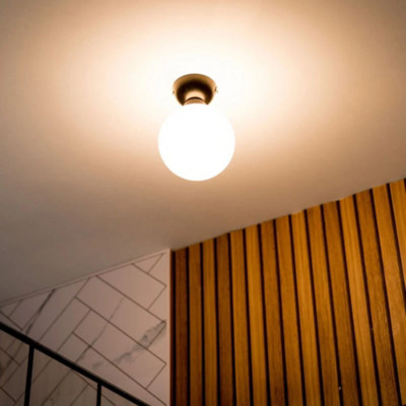 Image of ValueLights ValueLights Orbital Opal Glass Globe IP44 Rated Bathroom Flush Ceiling Light in Black One Size Unisex 5016529261629