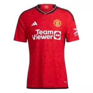 Image of adidas Manchester United Authentic Home Shirt 2023 2024 Adults - Red