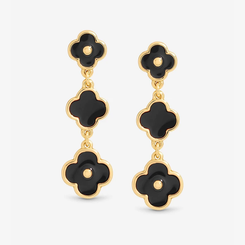 Image of Mood Jet Clover Multi Row Earrings Gold female One Size