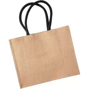 Image of Westford Mill Classic Jute Shopper Bag (21 Litres) (Pack of 2) (One Size) (Natural/Black) - Natural/Black