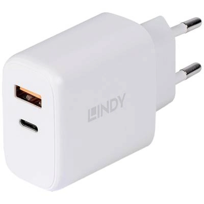 Image of Lindy LINDY 30W USB Type A & C Charger USB charger 30 W 1x USB-A, 1x USB-C White Indoors 73424