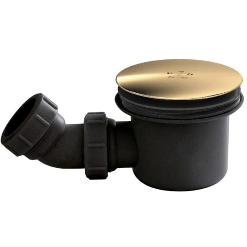 Image of HUDSON REED Hudson Reed - Black 90mm Fast Flow Shower Tray Waste with Brushed Brass Cover STW006