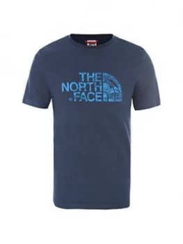 Image of The North Face Short Sleeve Woodcut Dome T-Shirt - Blue