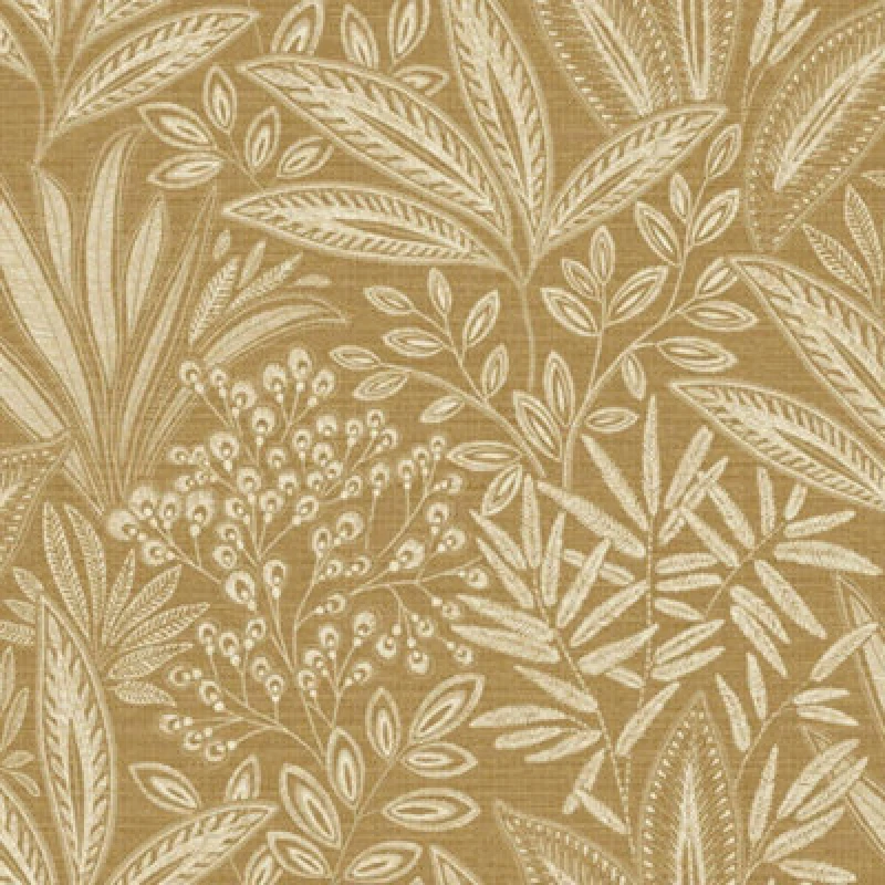 Image of Crown Crown - Sahara Leaf Ochre Yellow Wallpaper Botanical Textured Feature Wall WL-M1781