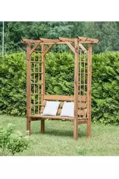 Image of Wooden Garden Arbour Pergola with Bench & Trellis (H)2200mm x (W) 1790mm (D)800mm