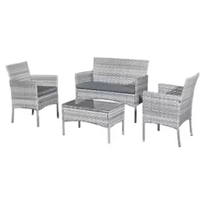 Image of Oseasons Acorn Rattan 4 Seat Bistro Lounge Set In Dove Grey