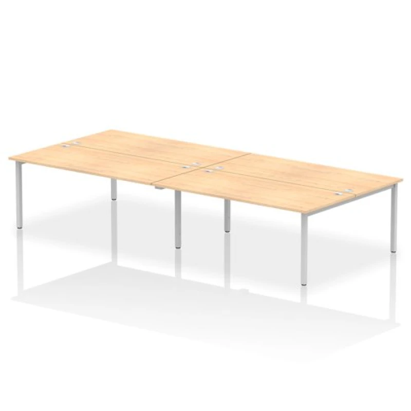 Image of Impulse Impulse Bench B2B 4 Person 1800 Silver Frame Office Bench Desk Maple IMB4P18MPES