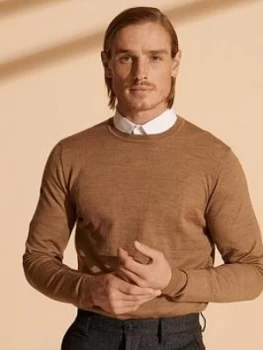 Image of Superdry Merino Lightweight Crew Jumper, Beige Size M Men