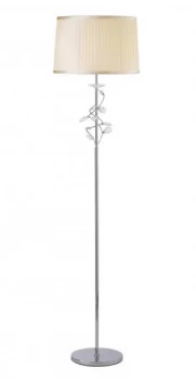 Image of Floor Lamp with Cream Shade 1 Light Polished Chrome, Crystal
