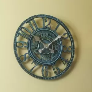 Image of Outside In Newby Mechanical Verdigris Wall Clock - Green