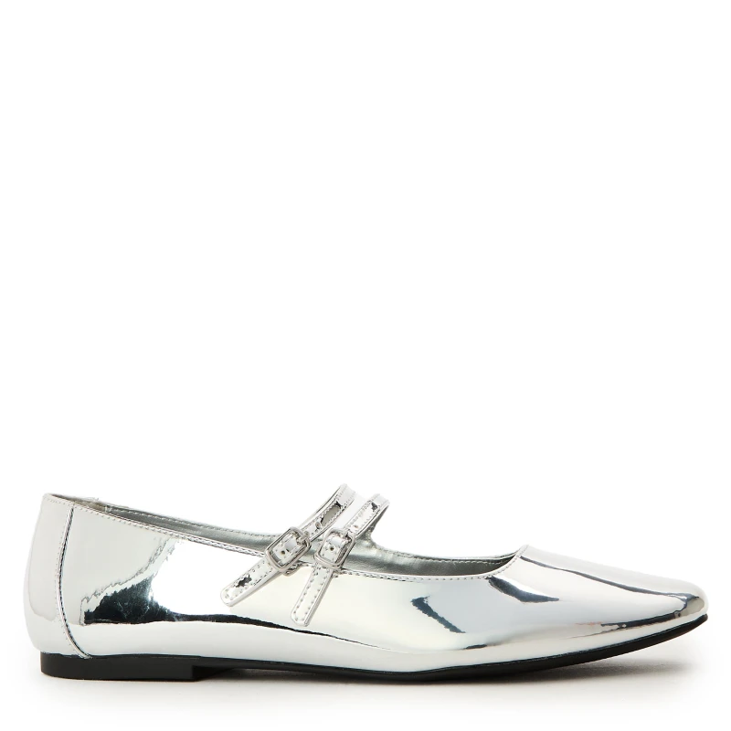 Image of Steve Madden Womens Alisah Ballet Pumps Silver Foil female 3 (36)