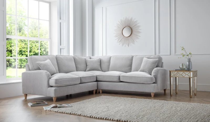 Image of The Great Sofa Company Orla 2 Corner 2 Manhattan Ice (no cutout) in Light Grey Light Grey Unisex