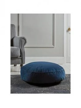 Image of Cox & Cox Velvet Round Floor Cushion - Navy