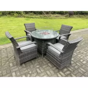 Image of Fimous 4 Seater Rattan Outdoor Gas Fire Pit Dining Complete Set with Heater and Round Table