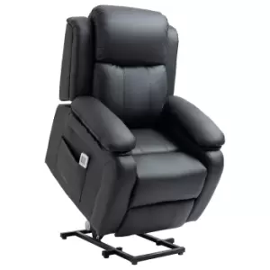 Image of HOMCOM Electric Power Lift Recliner Chair Vibration Massage Reclining Chair with Remote Control and Side Pocket, Black