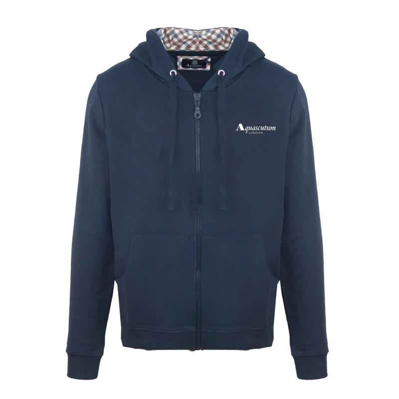 Image of Aquascutum Mens Zip Hood Sweat Zip Hoodie Navy male Small