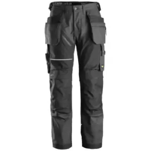 Image of Snickers 6214 Ruff Work Canvas Trousers Holster Pockets Grey / Black 33" 32"