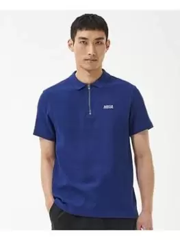 Image of Barbour International Gauge Zip Polo Shirt - Blue Size S, Men