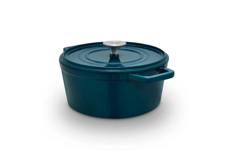 Image of BARBARY & OAK 24cm Nattura Round Cast Iron Casserole Dish Teal ONE SIZE
