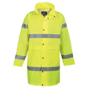 Image of Portwest Hi Vis Long Rain Coat Yellow L