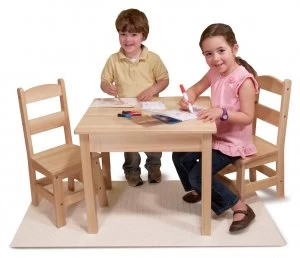 Image of Melissa Doug Wooden Table 2 Chairs.