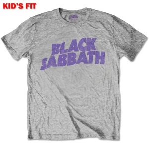 Image of Black Sabbath - Wavy Logo Kids 7 - 8 Years T-Shirt - Grey